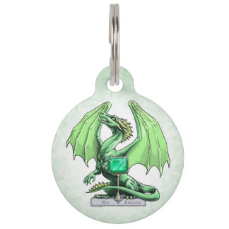 May's Birthstone Dragon: Emerald Pet ID Tag