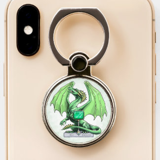 May's Birthstone Dragon: Emerald Phone Ring Stand