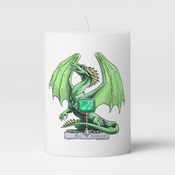 May's Birthstone Dragon: Emerald Pillar Candle by critterwings at Zazzle