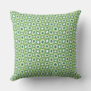 Maz Abstract Teardrops Green White Apple Green  Throw Pillow