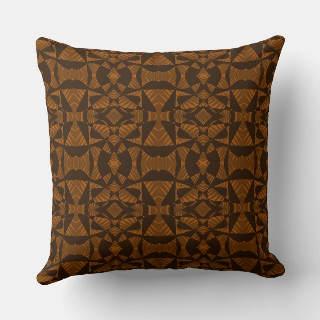Maz Abstract Zebra Mosaic - Brown Throw Pillow (Back)