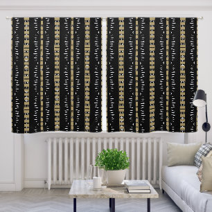 Maz Afrofuturist Pattern - Black Neutral White Blackout Curtains