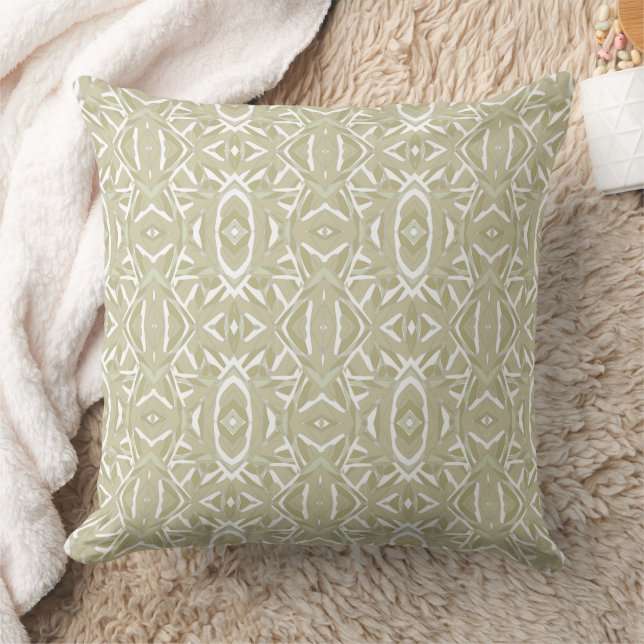 Maz Diamond Neuro Art - Beige Olive Throw Pillow (Blanket)