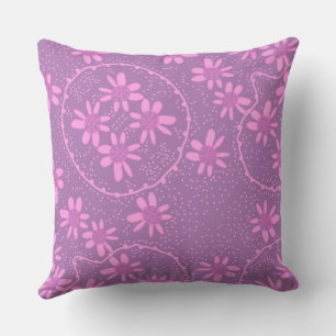 Maz Floral Bubbles Polka Dot Dusty Purple Pink Throw Pillow