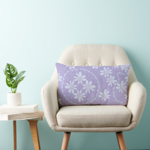 Maz Floral Bubbles Polka Dot Light Purple Blue Lumbar Pillow
