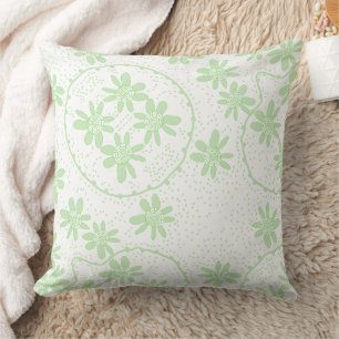 Maz Floral Bubbles Polka Dot White Mint Green Throw Pillow