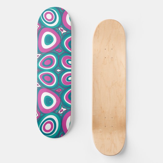 Maz Psychedelic Eggs - Magenta White Teal Skateboard (Front)