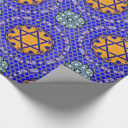 Mazal Tov and Siman Tov with Floral Star Wrapping Paper