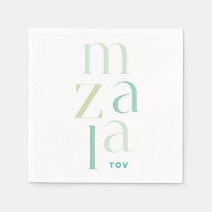 Mazal Tov Green Hebrew Congratulations Napkins