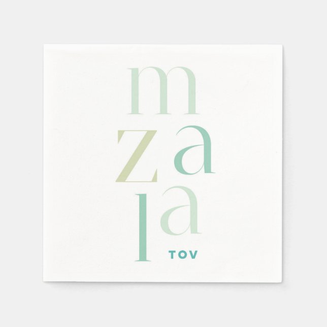 Mazal Tov Green Hebrew Congratulations Napkins (Front)
