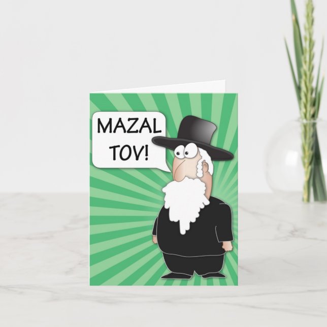 Mazal Tov Greeting Card - Jewish Rabbi cartoon (Front)