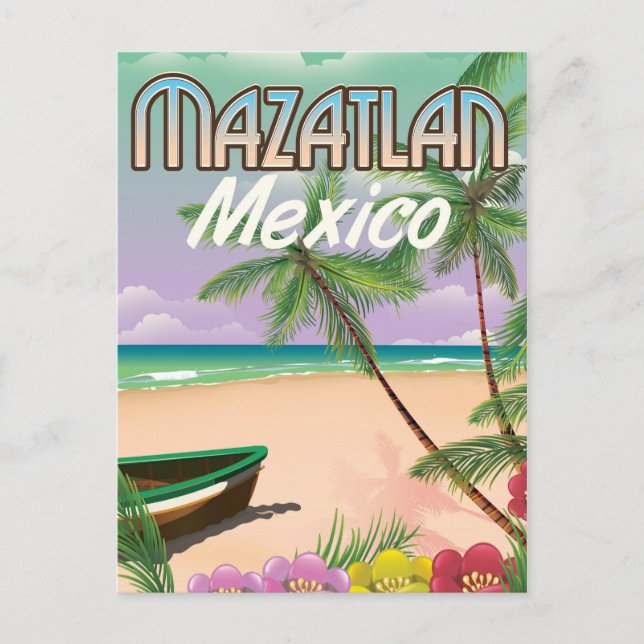 Mazatlan Beach Mexico Beach travel poster Postcard (Front)