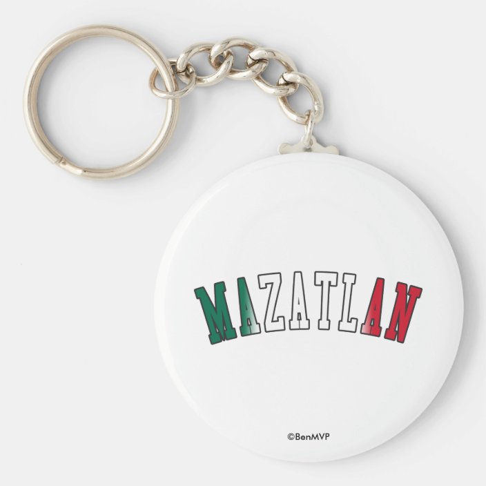 Mazatlan in Mexico National Flag Colors Keychain