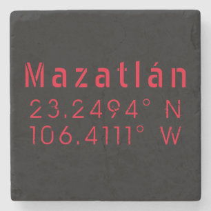 Mazatlán Latitude and Longitude Stone Coaster