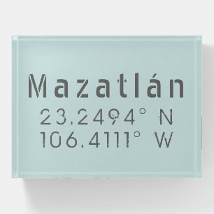 Mazatlán Latitude Longitude Paperweight