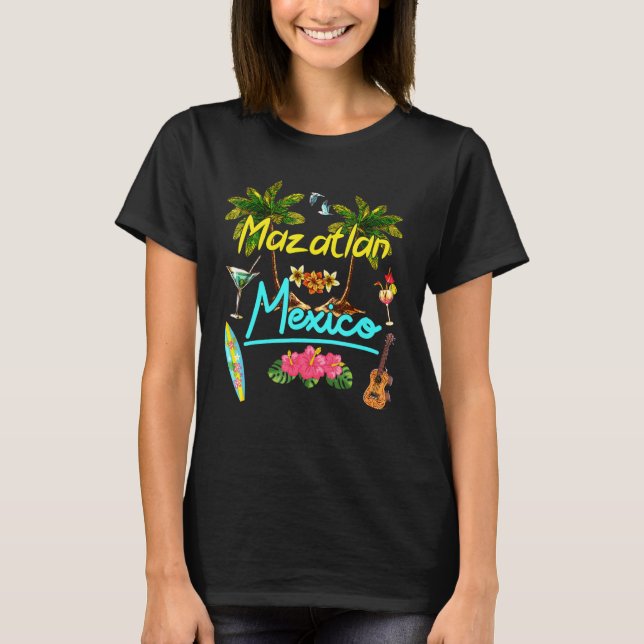 Mazatlan Mexico Beach Summer Palm Surf Sun Set Pal T-Shirt (Front)
