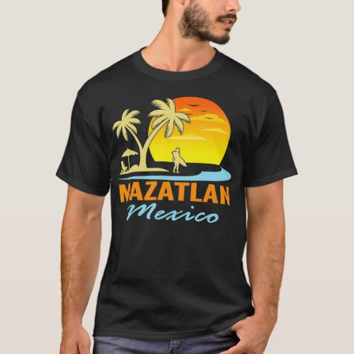 Mazatlan Mexico Beach Sunset Palm Trees Ocean T_Shirt