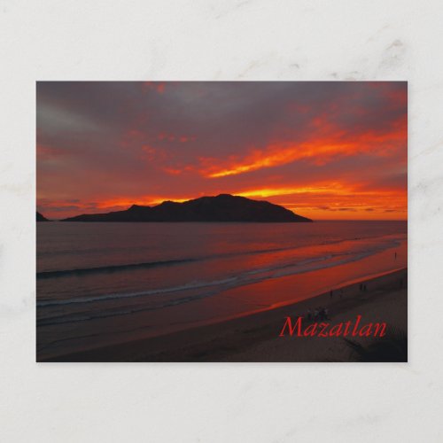 Mazatlan Mexico    Blazing Sunset Postcard