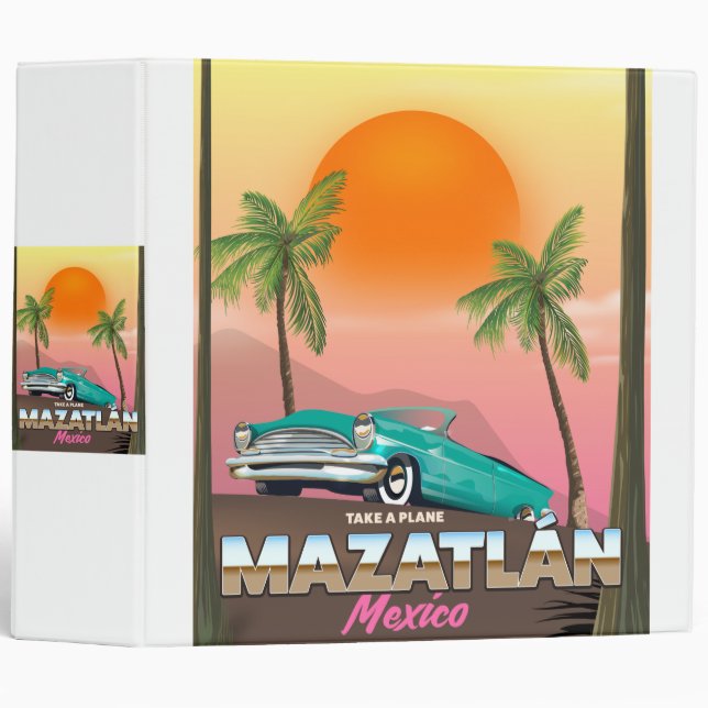 Mazatlán Mexico travel poster 3 Ring Binder (Front/Spine)