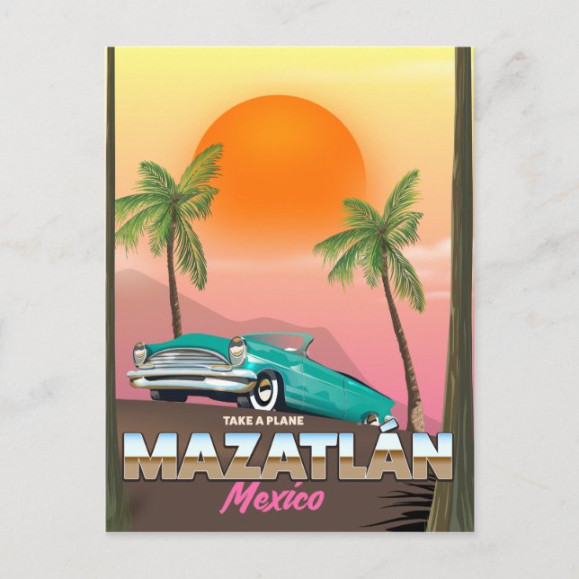 Mazatlán Mexico travel poster Postcard (Front)
