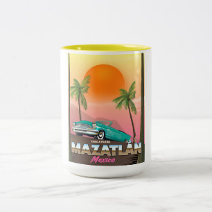 Mazatlán Mexico travel poster Two-Tone Coffee Mug