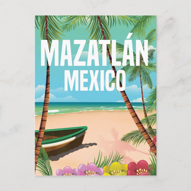 Mazatlán Mexico Vintage beach travel poster Postcard (Front)