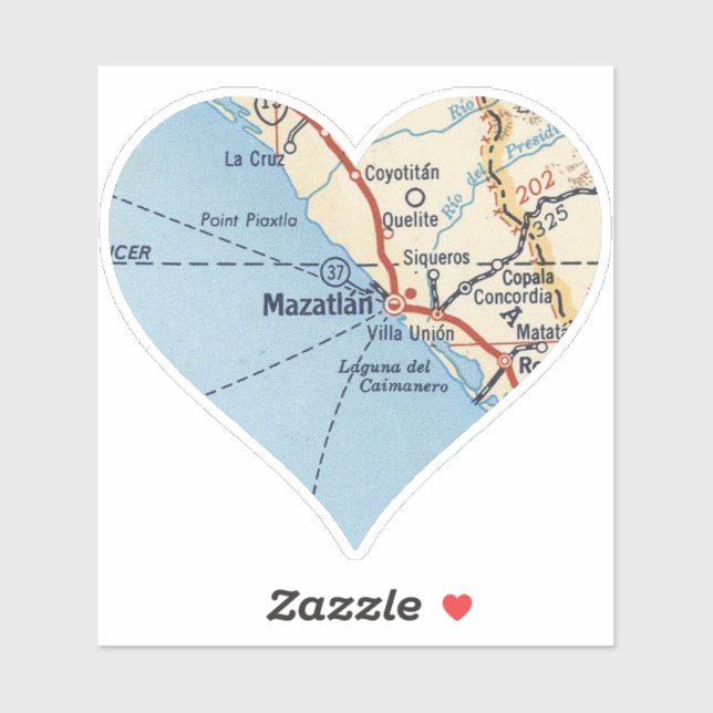Mazatlan MX Vintage Map Sticker (Sheet)