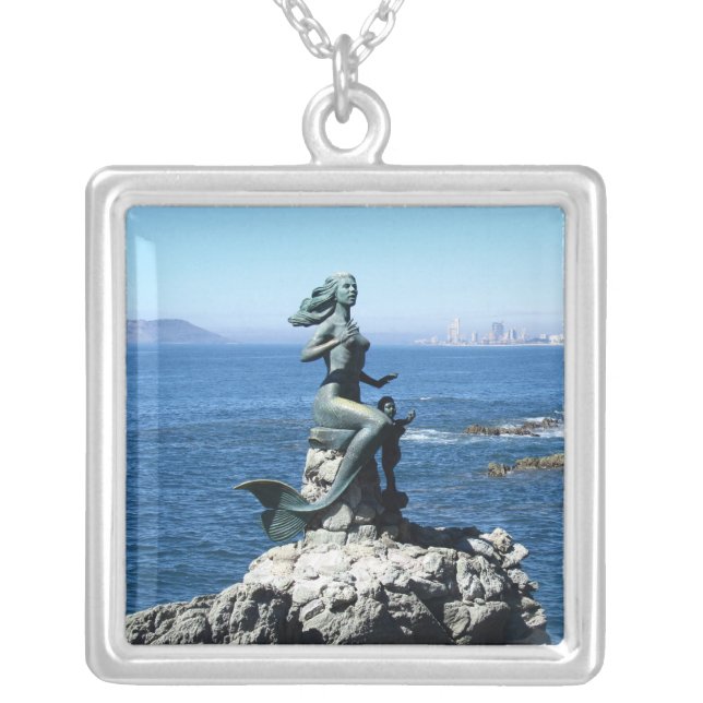 Mazatland Mermaid + Child Silver Plated Necklace (Front)