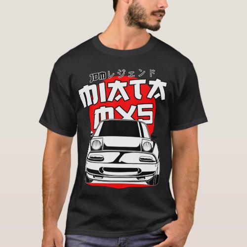Mazda mx5 miata red moon  white print  Sticker T_Shirt