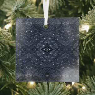 Maze Blue Abstract Alcohol Ink Art Glass Ornament