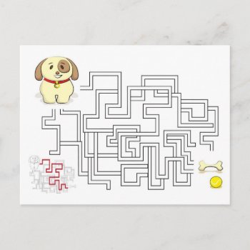 Maze Game Dog And Ball Postcard by escapefromreality at Zazzle