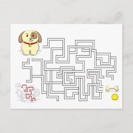 Maze Game Dog And Ball Postcard