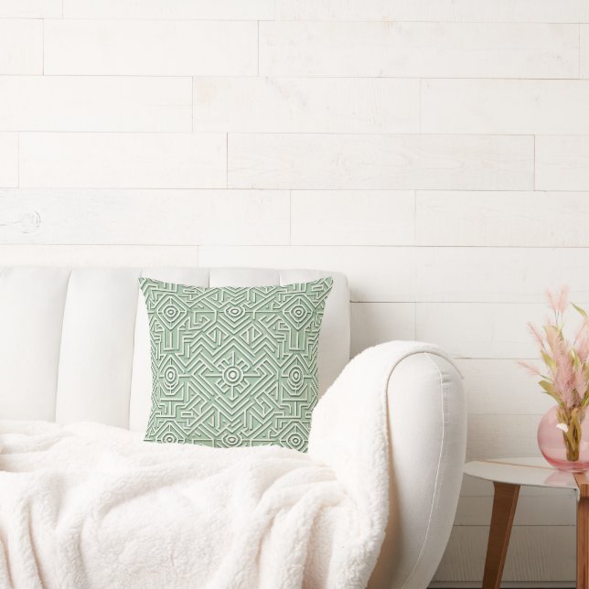 Maze inspired sage green  throw pillow (Couch)