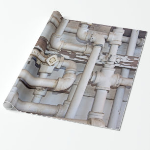 Maze of Metal Plumbing Pipes Wrapping Paper