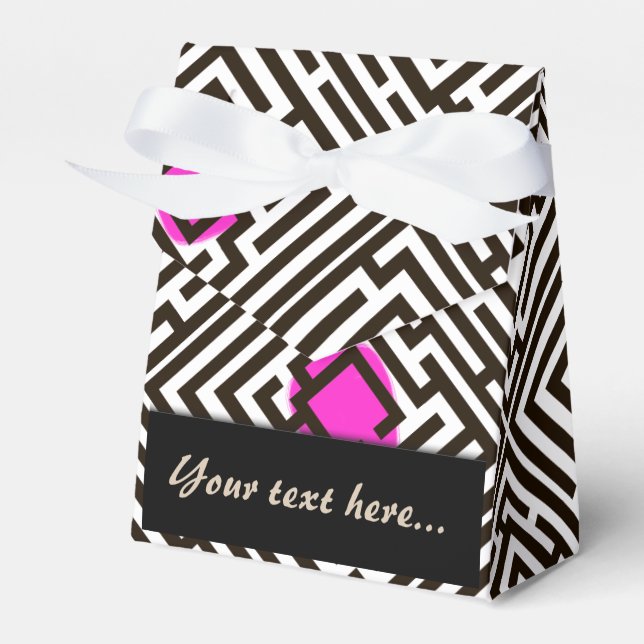 Maze Pattern with Pink Dots Custom Text Favor Boxes (Front Side)