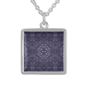 Maze Purple Abstract Alcohol Ink Art Sterling Silver Necklace