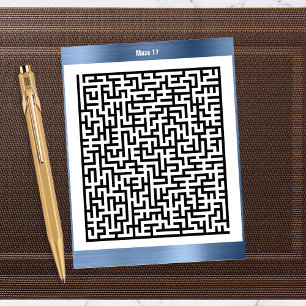 Maze Puzzle Seventeen Blue Activity Cards
