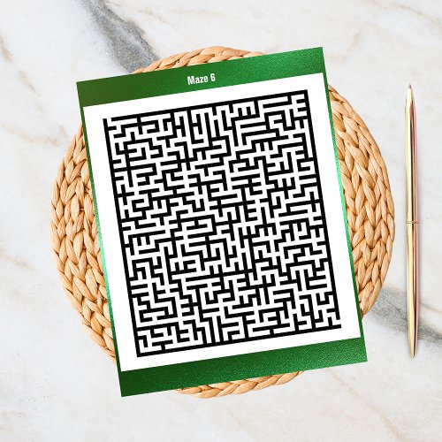 Maze Puzzle Six Green  Activity Cards