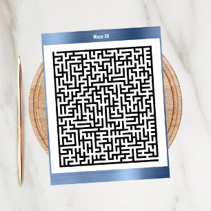 Maze Puzzle Twenty Blue Activity Cards
