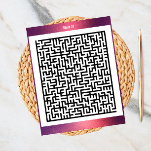 Maze Puzzle Twenty-One Red Activity Cards