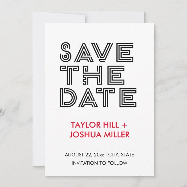 Maze Typography Photo Save the Date Announcement (Front)