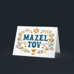 MAZEL TOV BAR BAT MITZVAH Jewish Customizable  Card<br><div class="desc">Hand drawn text by me for you. Great for a bar or bat mitzvah or jewish wedding or other event. Add your own text to the inside of the card or change the background colors. For more designs and colors check my shop! Or let me know if you'd like something...</div>
