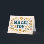 MAZEL TOV BAR BAT MITZVAH Jewish Customizable  Card<br><div class="desc">Hand drawn text by me for you. Great for a bar or bat mitzvah or jewish wedding or other event. Add your own text to the inside of the card or change the background colors. For more designs and colors check my shop! Or let me know if you'd like something...</div>