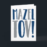 Mazel Tov Block Navy   Grey Card<br><div class="desc">Congratulate the bat mitzvah girl or bar mitzvah boy with this simple "Mazel Tov!" greeting card adorned with festive handwritten block letters. Left blank inside for your own personal message. Perfect for a gift or check enclosure. Buy more than one if you have multiple mitzvah celebrations in the upcoming months....</div>