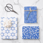 Mazel tov! Blue Star of David & Polkadots Wrapping Paper Sheets<br><div class="desc">NewParkLane - Wrapping Paper Sheets for Jewish celebrations; one with a blue Star of David pattern, one with Yiddish 'Mazel tov!' wish, and the third with a white polkadots / confetti pattern. A fundesign to wrap your Holiday gifts, Hannukah or Bar Mitswa presents! You can change the background to any...</div>