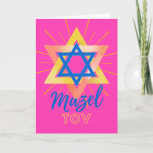 Mazel Tov Bold Colorful Star of David Card