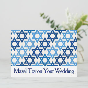 Mazel Tov Card for Wedding, Blue Star of David,