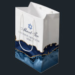 Mazel Tov Chic Blue Gold Personalized Bat Mitzvah Medium Gift Bag<br><div class="desc">Elegant navy blue and gold agate decorates the side of this modern Bat or Bar Mitzvah gift bag. Mazel Tov! Customize it under the Star of David. Perfect present for a chic,  stylish Jewish family.</div>