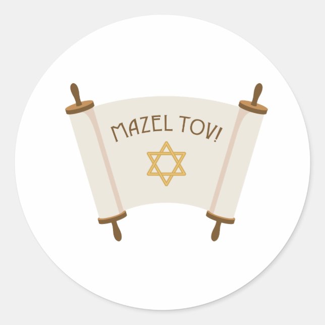 Mazel Tov Classic Round Sticker (Front)