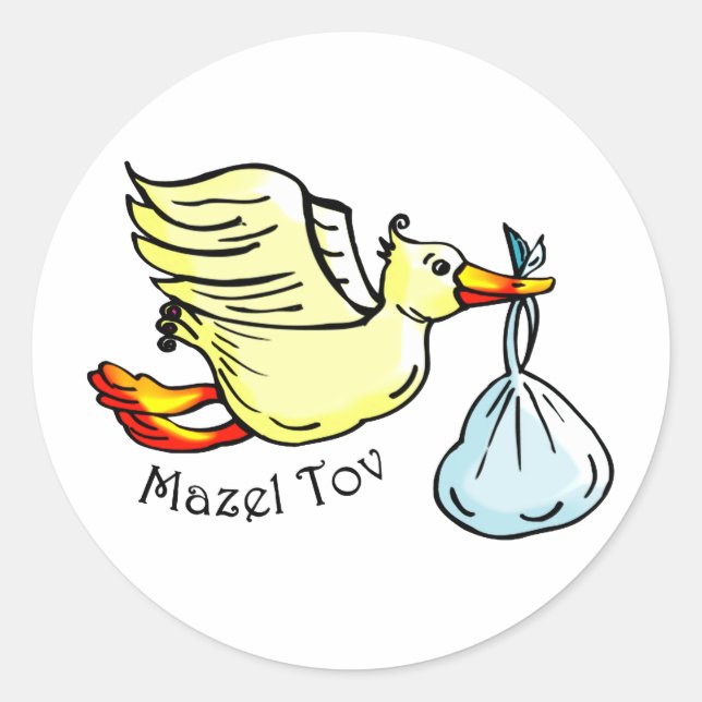 Mazel Tov Classic Round Sticker (Front)